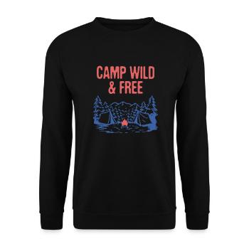 Camp Wild & Free Camping Hiking Camper Hiker - Unisex Sweatshirt - black - Front - Alina (178cm) & Michal (187cm)
