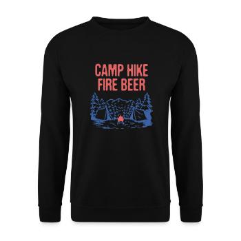 Camp Hike Fire Beer Camping Hiking Camper Hiker - Unisex Sweatshirt - black - Front - Alina (178cm) & Michal (187cm)
