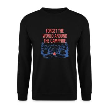 World Around the Campfire Camping Sayings Camper - Unisex Pullover - Schwarz - Vorne - Alina (178cm) & Michal (187cm)
