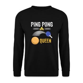 queen of ping-pong - ping pong queen - Unisex Sweatshirt - black - Front - Alina (178cm) & Michal (187cm)