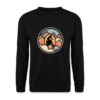 Retro bike avec montagne. Moto, motard. - Sweat-shirt Unisexe - noir - Devant - Alina (178cm) & Michal (187cm)