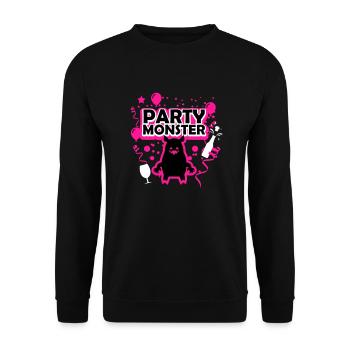 Partymonster pink - Unisex Pullover - Schwarz - Vorne - Alina (178cm) & Michal (187cm)