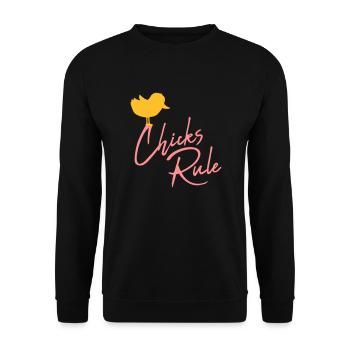 Chicks Rule cute little bird - Unisex Sweatshirt - black - Front - Alina (178cm) & Michal (187cm)