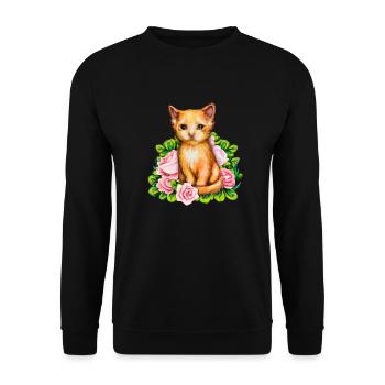 Chat triste parmi les fleurs - Sweat-shirt Unisexe - noir - Devant - Alina (178cm) & Michal (187cm)