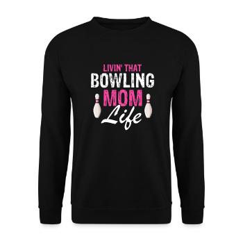 Livin' That Bowling MOM Life Cool T-Shirt Rétro - Sweat-shirt Unisexe - noir - Devant - Alina (178cm) & Michal (187cm)