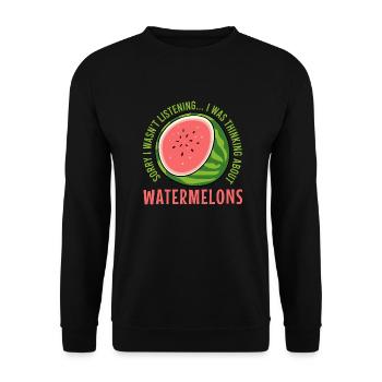 Denken Sie an tropische Früchte der Wassermelone - Unisex Pullover - Schwarz - Vorne - Alina (178cm) & Michal (187cm)