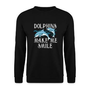 Dolphins Make Me Smile Ocean Wildlife Animal - Unisex Sweatshirt - black - Front - Alina (178cm) & Michal (187cm)