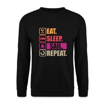 Eat Sleep Sail Repeat - Unisex Sweatshirt - black - Front - Alina (178cm) & Michal (187cm)