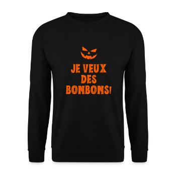 Je veux des bonbons - Halloween - Sweat-shirt Unisexe - noir - Devant - Alina (178cm) & Michal (187cm)