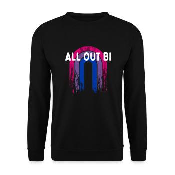 All Out Bi Bisexuel Citation Motivationnelle Bi Pride - Sweat-shirt Unisexe - noir - Devant - Alina (178cm) & Michal (187cm)