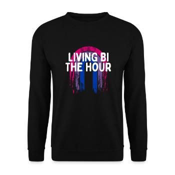 Vivre Bi l’heure Bisexuel LGBTQ Bi Pride LGBT - Sweat-shirt Unisexe - noir - Devant - Alina (178cm) & Michal (187cm)