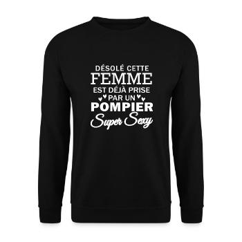 cette femme est prise par un pompier - Sweat-shirt Unisexe - noir - Devant - Alina (178cm) & Michal (187cm)