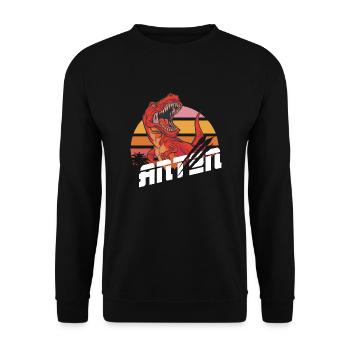 ANTON - Beau prénom de garçon avec T-REX Dino - Sweat-shirt Unisexe - noir - Devant - Alina (178cm) & Michal (187cm)