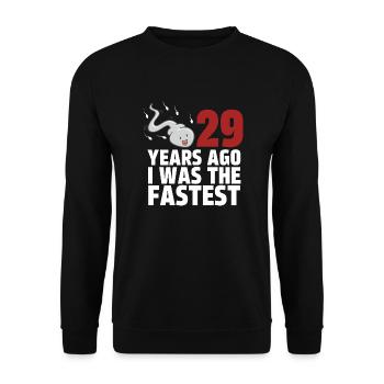 Vor 29 Jahren war ich der Schnellste - Unisex Pullover - Schwarz - Vorne - Alina (178cm) & Michal (187cm)