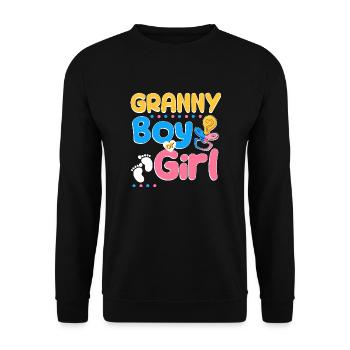 Pink or Blue Granny Loves You Best Grandma Ever - Unisex Sweatshirt - black - Front - Alina (178cm) & Michal (187cm)