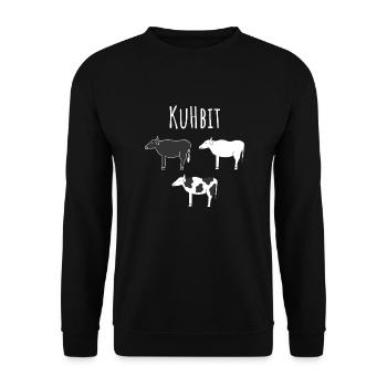 Quantencomputing mit Kühen Lustig Geschenk Kuhbit - Unisex Pullover - Schwarz - Vorne - Alina (178cm) & Michal (187cm)