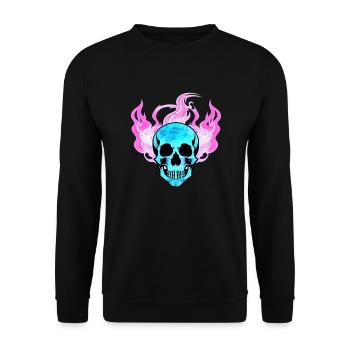 Feu Crâne Fumée Rose Squelette Flammes 7 - Sweat-shirt Unisexe - noir - Devant - Alina (178cm) & Michal (187cm)