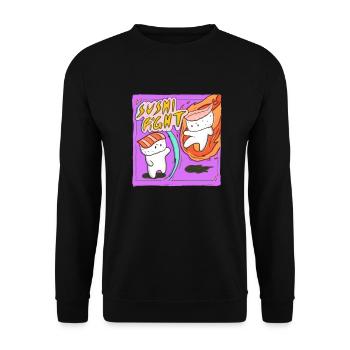 Sushi Fight! Lachs-Nigiri vs. Garnele-Nigiri - Unisex Pullover - Schwarz - Vorne - Alina (178cm) & Michal (187cm)