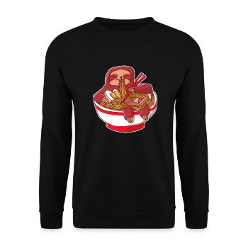 Ramen Kawaii Faultier Anime Otaku Japan Nudeln - Unisex Pullover - Schwarz - Vorne - Alina (178cm) & Michal (187cm)