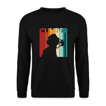 Bergsteigen retro felsklettern idee - Unisex Pullover - Schwarz - Vorne - Alina (178cm) & Michal (187cm)