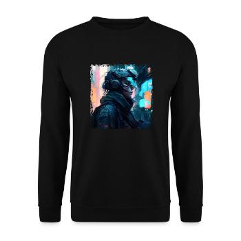 Female Soldier in the Cyber War of the Dark Future - Unisex Sweatshirt - black - Front - Alina (178cm) & Michal (187cm)