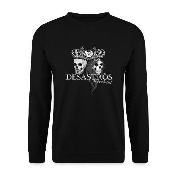 𝔻𝔼𝕊𝔸𝕊𝕋ℝÖ𝕊 𝖕𝖗𝖔𝖛𝖔𝖐𝖆𝖓𝖙 𝖜𝖍𝖎𝖙𝖊 - Unisex Pullover - Schwarz - Vorne - Alina (178cm) & Michal (187cm)