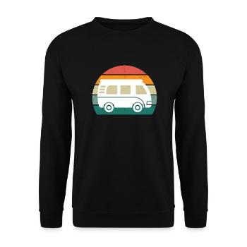 Retro Wohnmobil - Unisex Pullover - Schwarz - Vorne - Alina (178cm) & Michal (187cm)