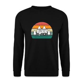 Retro Natur Camping - Unisex Pullover - Schwarz - Vorne - Alina (178cm) & Michal (187cm)