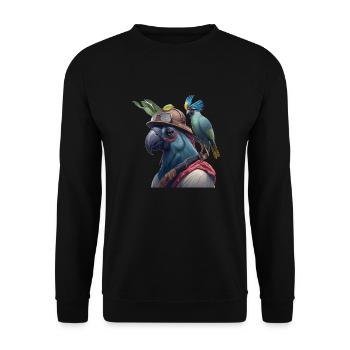 Papageienkopf Geschenk - Unisex Pullover - Schwarz - Vorne - Alina (178cm) & Michal (187cm)