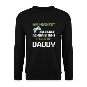 Nerdy Drôle Fête des pères Gamer Papa Jeux vidéo - Sweat-shirt Unisexe - noir - Devant - Alina (178cm) & Michal (187cm)