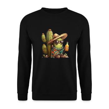 Drôle de cactus avec bière sombrero et lunettes de soleil - Sweat-shirt Unisexe - noir - Devant - Alina (178cm) & Michal (187cm)