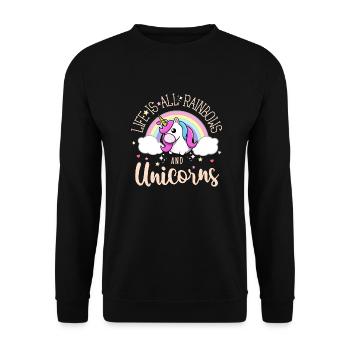 Joli design arc-en-ciel et licorne - Sweat-shirt Unisexe - noir - Devant - Alina (178cm) & Michal (187cm)