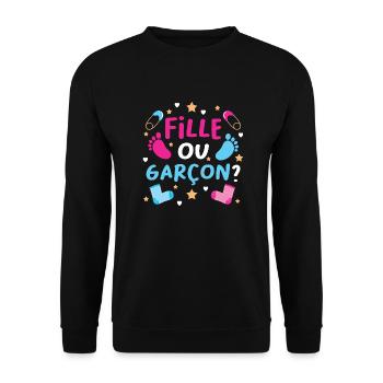 Garçon ou Fille Gender Reveal Baby Boy or Girl - Sweat-shirt Unisexe - noir - Devant - Alina (178cm) & Michal (187cm)