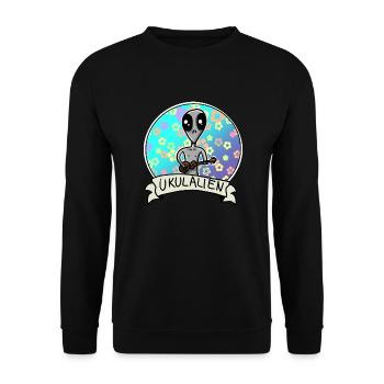 Ukukele Alien Flowers Hawaii UKULALIA - Sweat-shirt Unisexe - noir - Devant - Alina (178cm) & Michal (187cm)