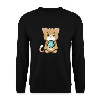Cute Cat Earth - Unisex Sweatshirt - black - Front - Alina (178cm) & Michal (187cm)