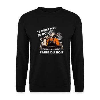 Ich Kann Nicht. Ich Muss Holz Machen. - Unisex Pullover - Schwarz - Vorne - Alina (178cm) & Michal (187cm)
