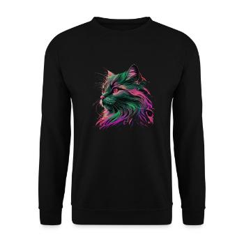 Cat miaw love, cat lovers, miaw, meow - Unisex Sweatshirt - black - Front - Alina (178cm) & Michal (187cm)