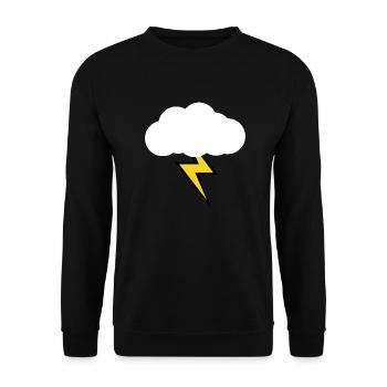 Wolke mit gelben Blitz/ Blitz Design - Unisex Pullover - Schwarz - Vorne - Alina (178cm) & Michal (187cm)