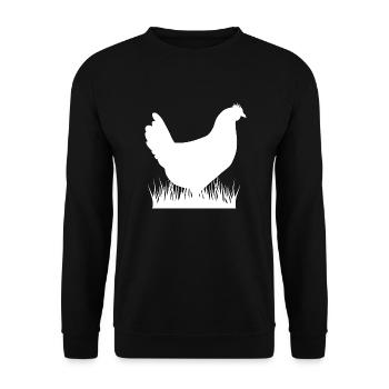Huhn silhouette weiß - Unisex Pullover - Schwarz - Vorne - Alina (178cm) & Michal (187cm)