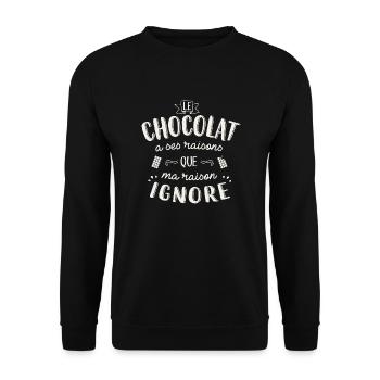 Le chocolat à ses raisons - Sweat-shirt Unisexe - noir - Devant - Alina (178cm) & Michal (187cm)