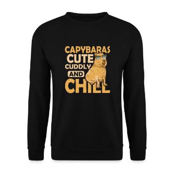 Capybaras Cute, Cuddly, and Chill Capibara Owner M - Unisex Sweatshirt - black - Front - Alina (178cm) & Michal (187cm)
