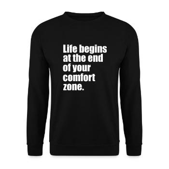 La vie commence citation - Sweat-shirt Unisexe - noir - Devant - Alina (178cm) & Michal (187cm)
