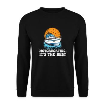 Bateau à moteur. C’est la meilleure vie est meilleure au - Sweat-shirt Unisexe - noir - Devant - Alina (178cm) & Michal (187cm)