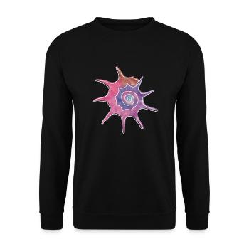 "Bolma", boho line art design, series "Shells" - Unisex Sweatshirt - black - Front - Alina (178cm) & Michal (187cm)