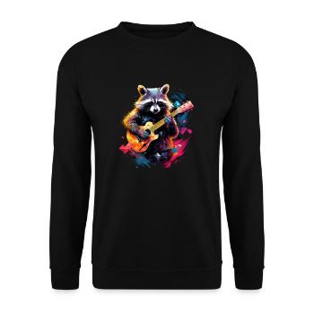 Racoon playing guitar - Unisex Sweatshirt - black - Front - Alina (178cm) & Michal (187cm)