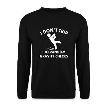 Random Gravity Checks Funny - Unisex Sweatshirt - black - Front - Alina (178cm) & Michal (187cm)