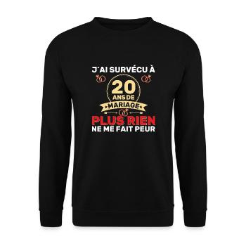 20 Ans De Mariage Noces De Coton Cadeau Mari 20eme - Sweat-shirt Unisexe - noir - Devant - Alina (178cm) & Michal (187cm)