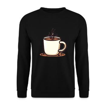 Minimalistischer Kaffee - Dampfender Becher - Unisex Pullover - Schwarz - Vorne - Alina (178cm) & Michal (187cm)