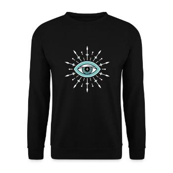 Evil Eye Aesthetic Symbol - Unisex Sweatshirt - black - Front - Alina (178cm) & Michal (187cm)