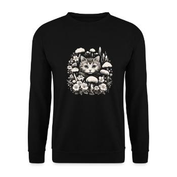 Champignons cottagecore pour chat - Sweat-shirt Unisexe - noir - Devant - Alina (178cm) & Michal (187cm)